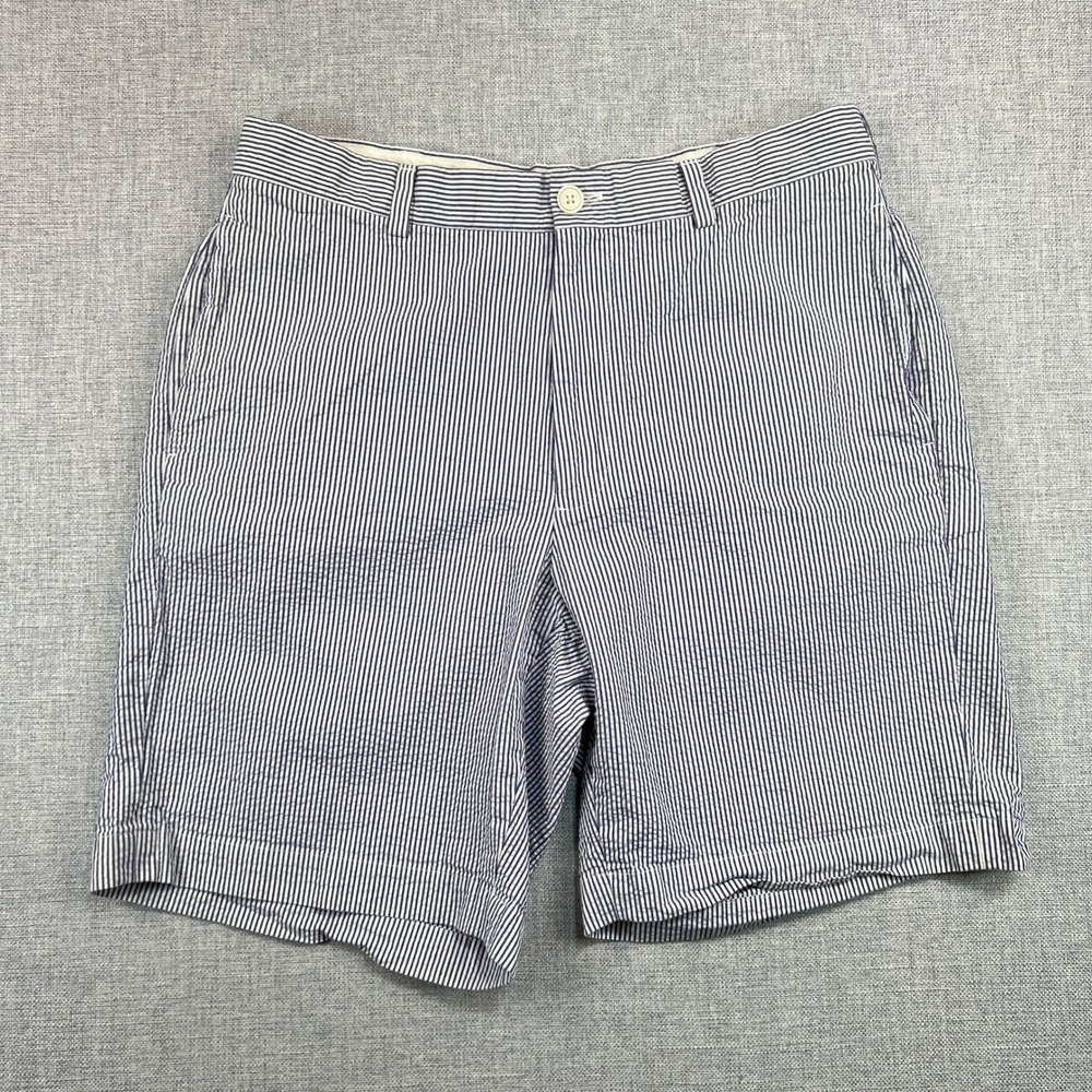 Brooks Brothers Seersucker Shorts Mens Size 34 Blue White Striped Cotton Preppy